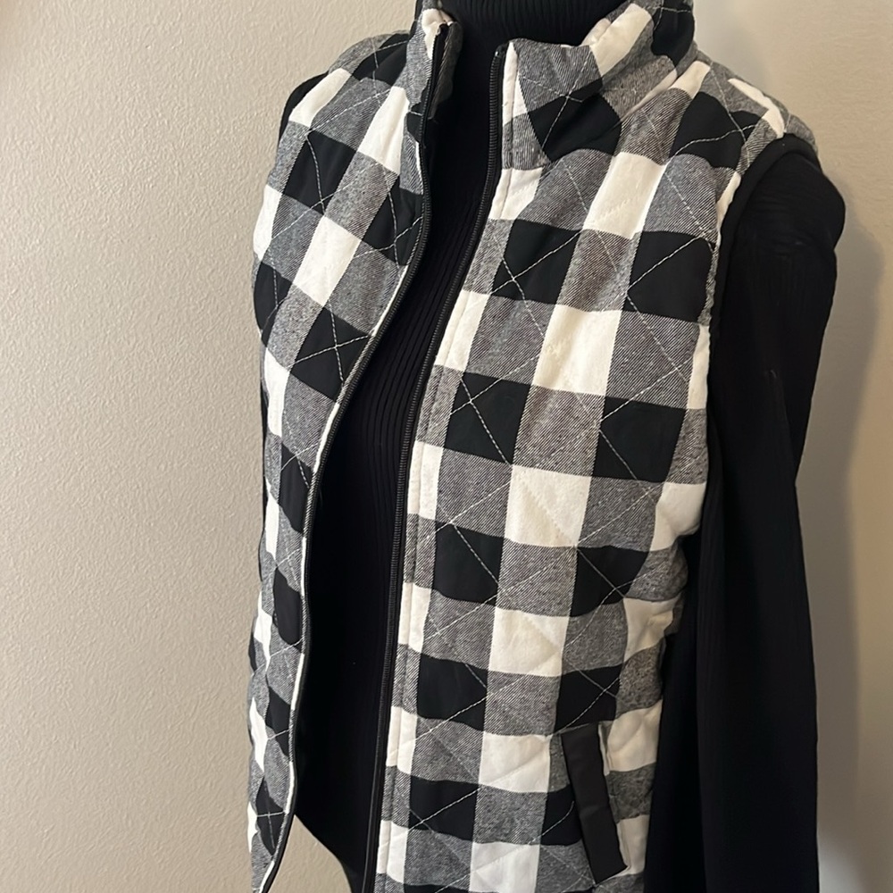 $10 SALE Pink Lily Buffalo Plaid Quilted Vest